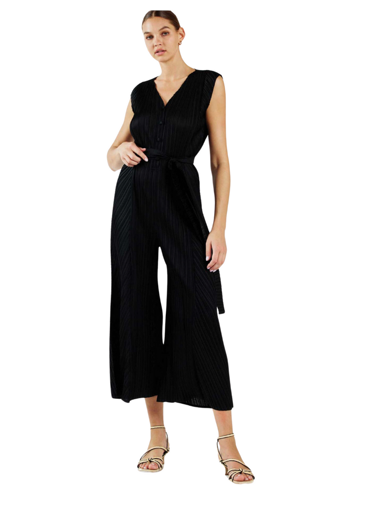 pleated jumpsuit with belt by current air 